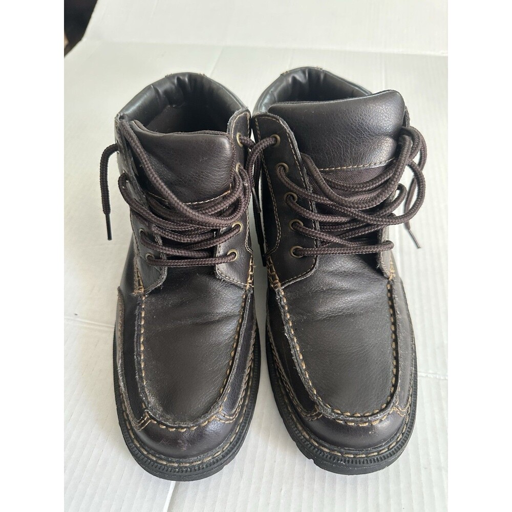 Croft & Barrow men’s brown synthetic lace-up ankle boots round toe size 10.5